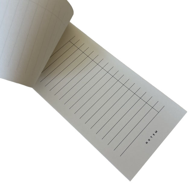 Open notepad with lined pages on a white background