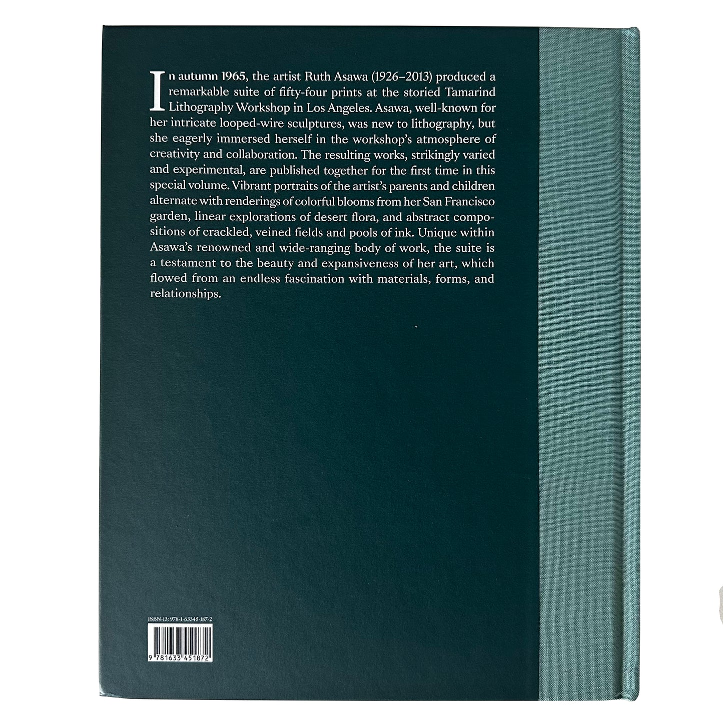 The Tamarind Prints back cover with text on a white background