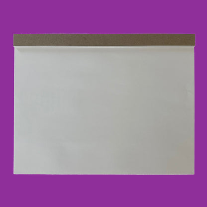 White drawing pad with a purple background