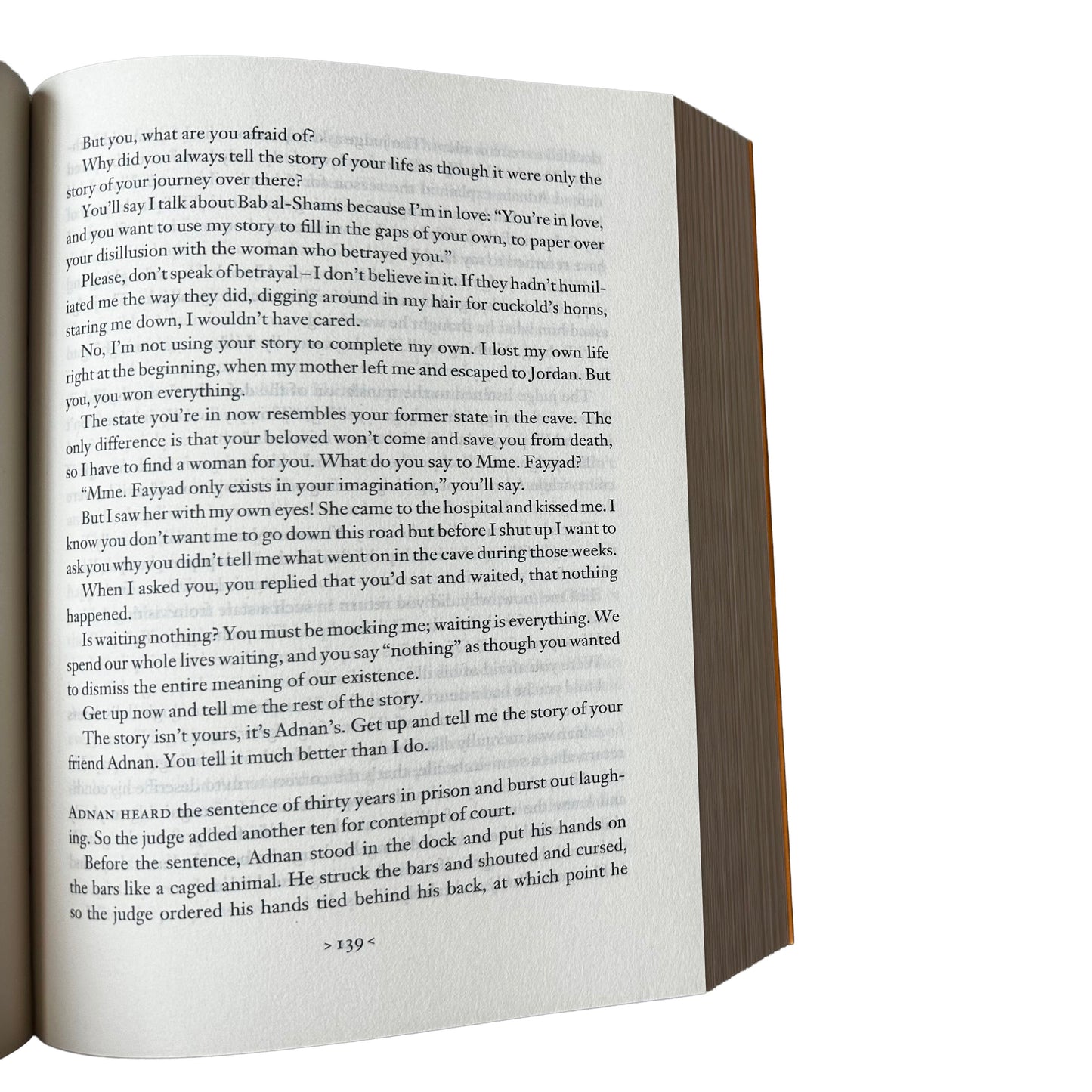 Open copy of Gate of the Sun with text on a white background