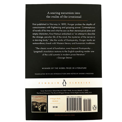 Back cover of Hunger with text and a barcode on a white background