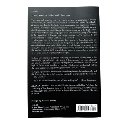 Back cover of Minor Detail with text and a barcode on a white background