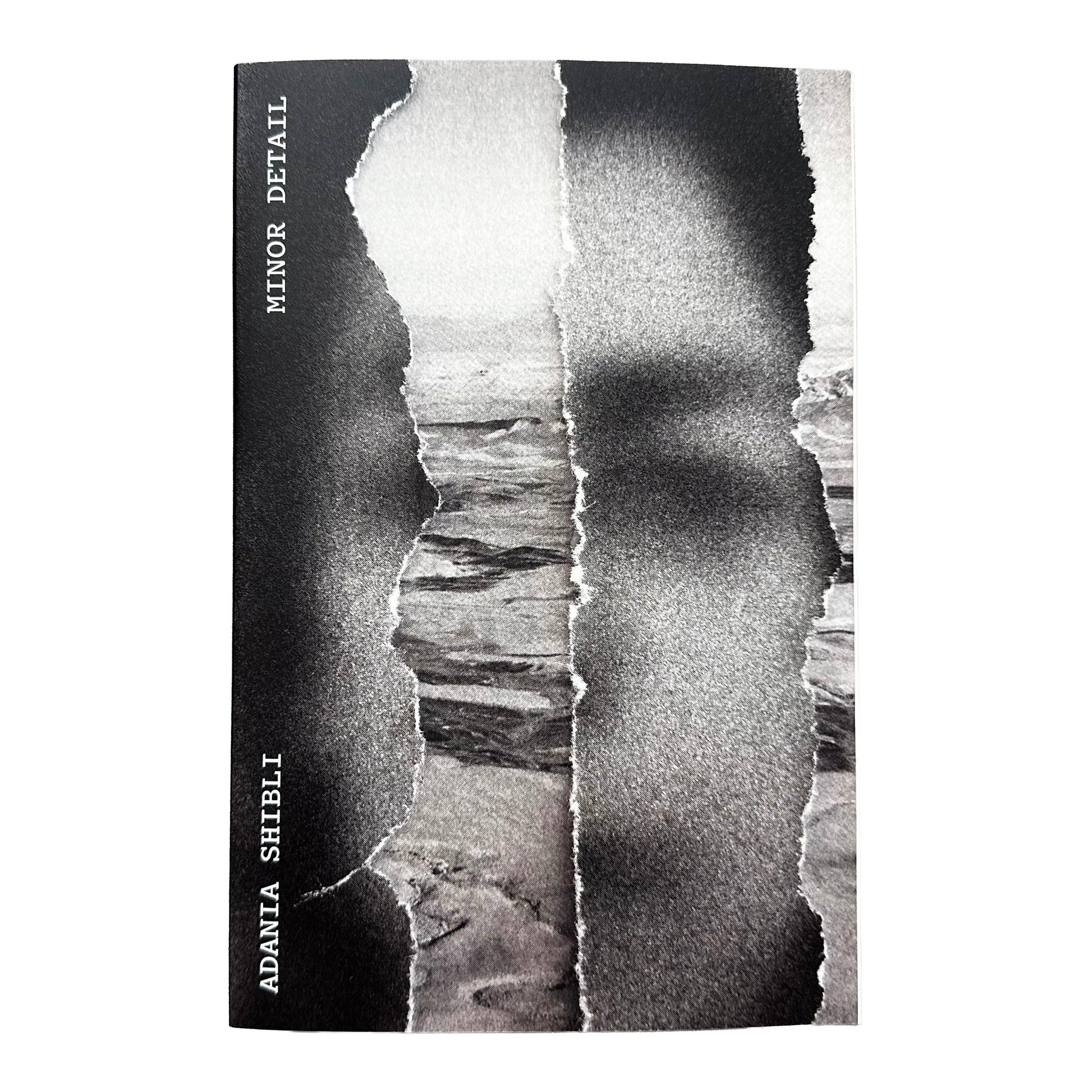 Minor Detail book cover with abstract black and white design and text.