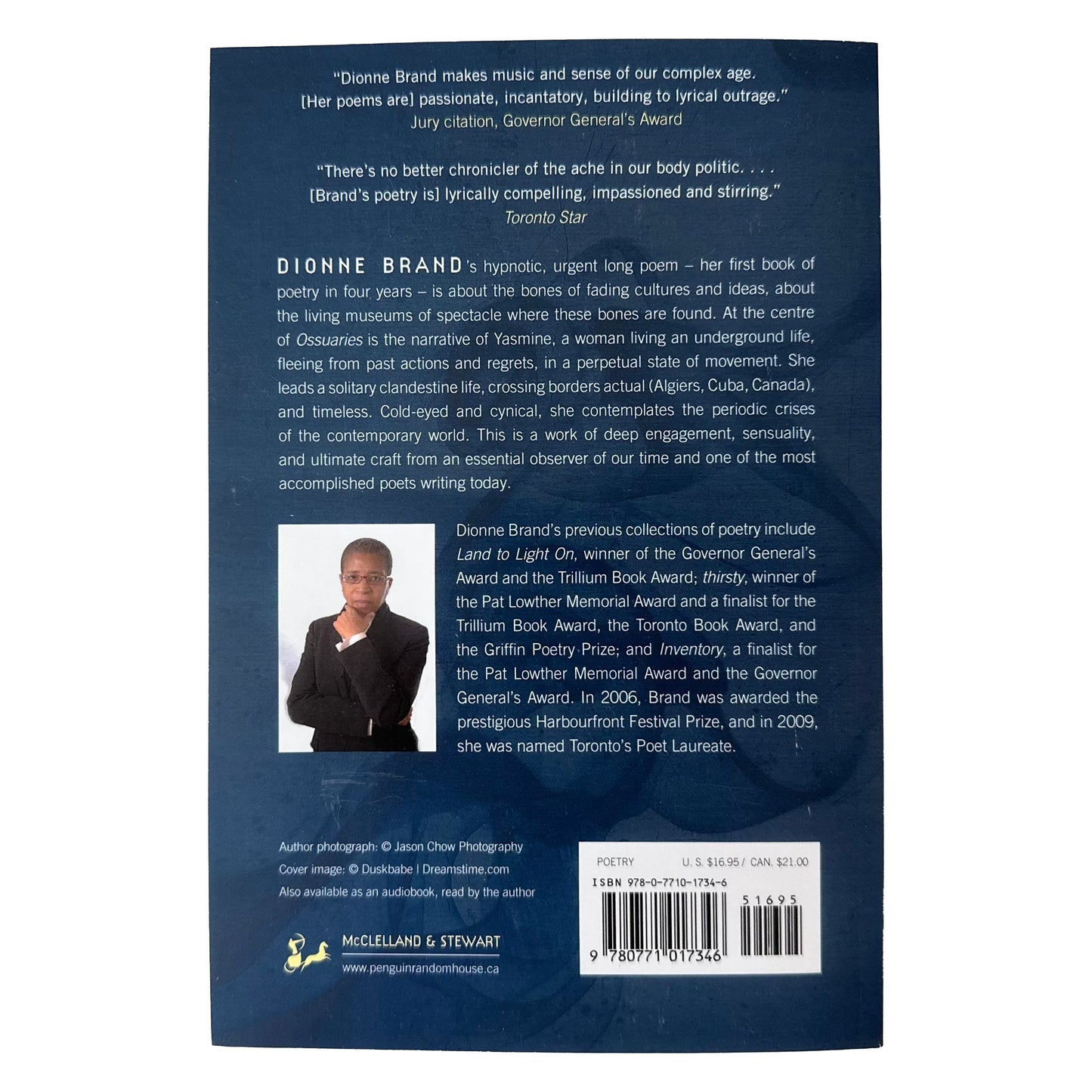 Back cover of Ossuaries with text and a barcode on a white background