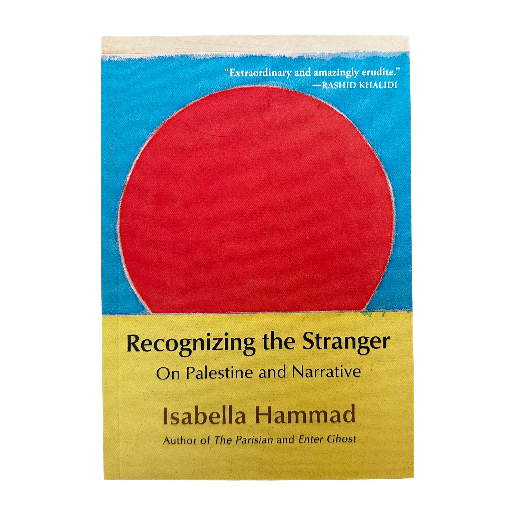 Book cover of 'Recognizing the Stranger' by Isabella Hammad with a red circle on a blue and beige background.