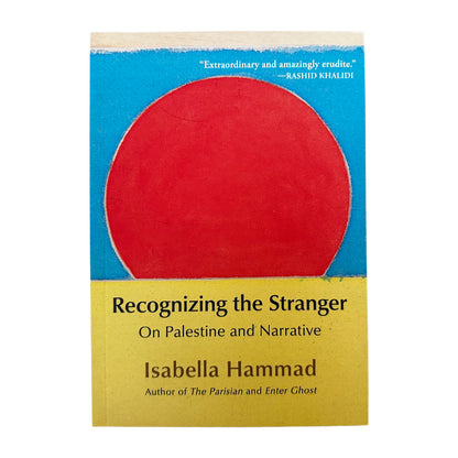 Book cover of 'Recognizing the Stranger' by Isabella Hammad with a red circle on a blue and beige background.