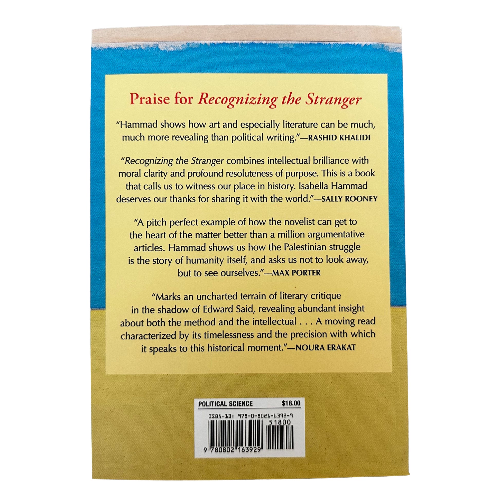 Book back cover with praise for 'Recognizing the Stranger'.