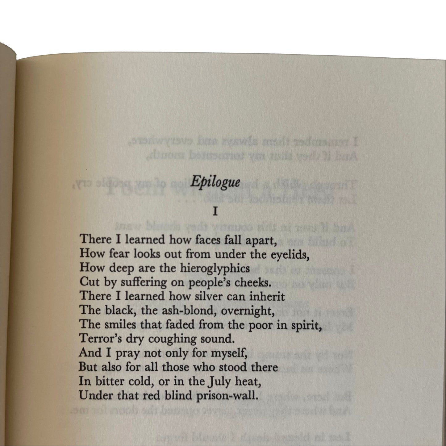 Open Requiem and Poem Without a Hero with a poem titled 'Epilogue' on a white background