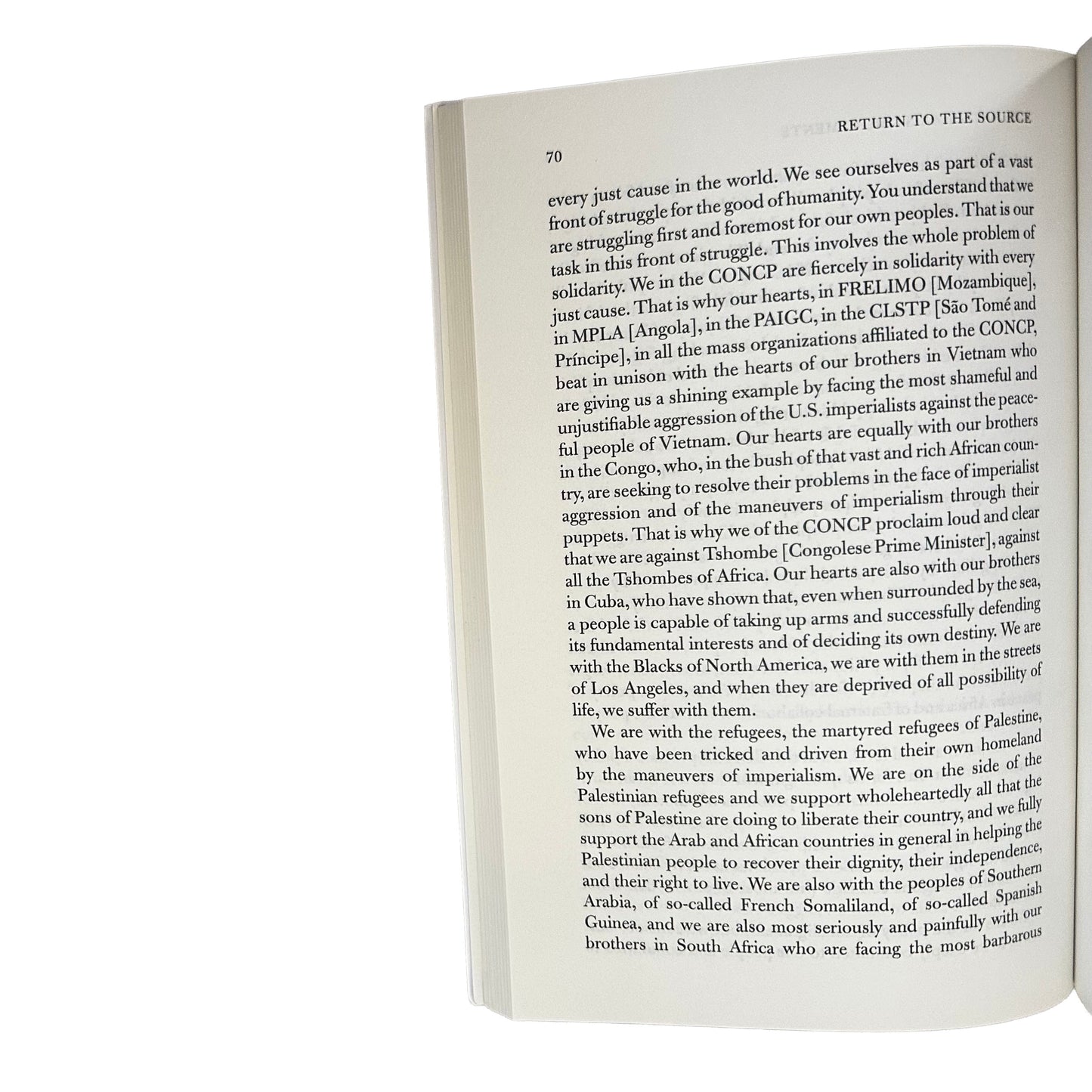 Open copy of Return to the Source with text on a white background