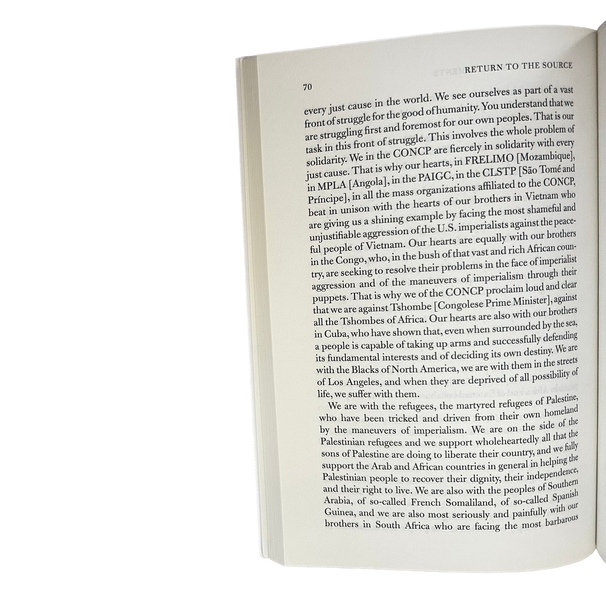 Open copy of Return to the Source with text on a white background