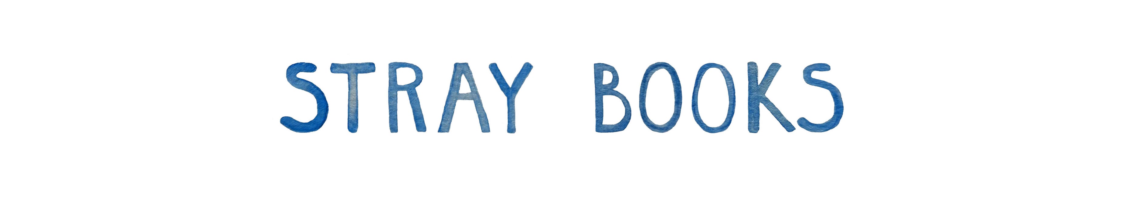Text 'STRAY BOOKS' in blue on a white background