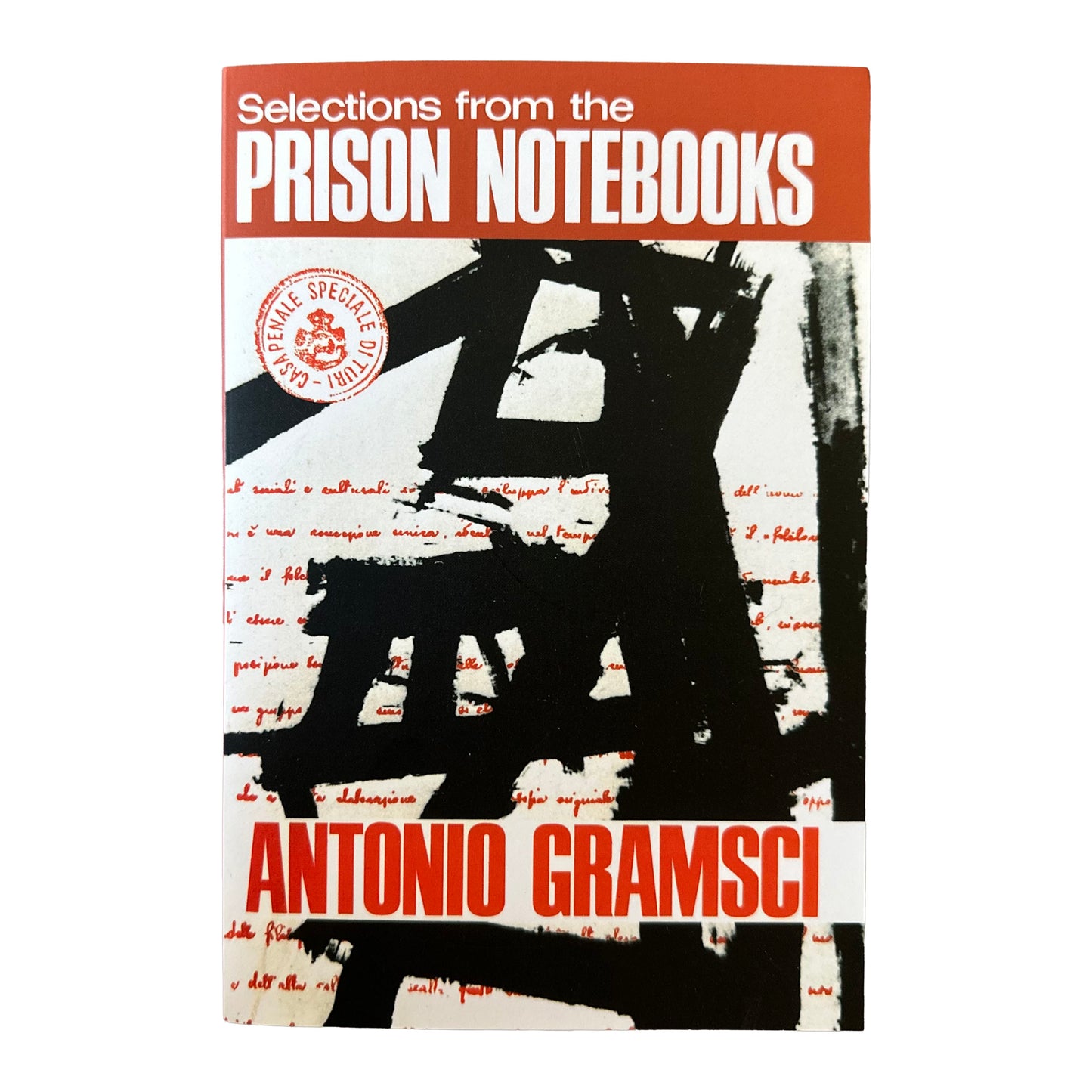 Image of Gramsci's Selections from the Prison Notebooks featuring a black and white drawing with red accents.