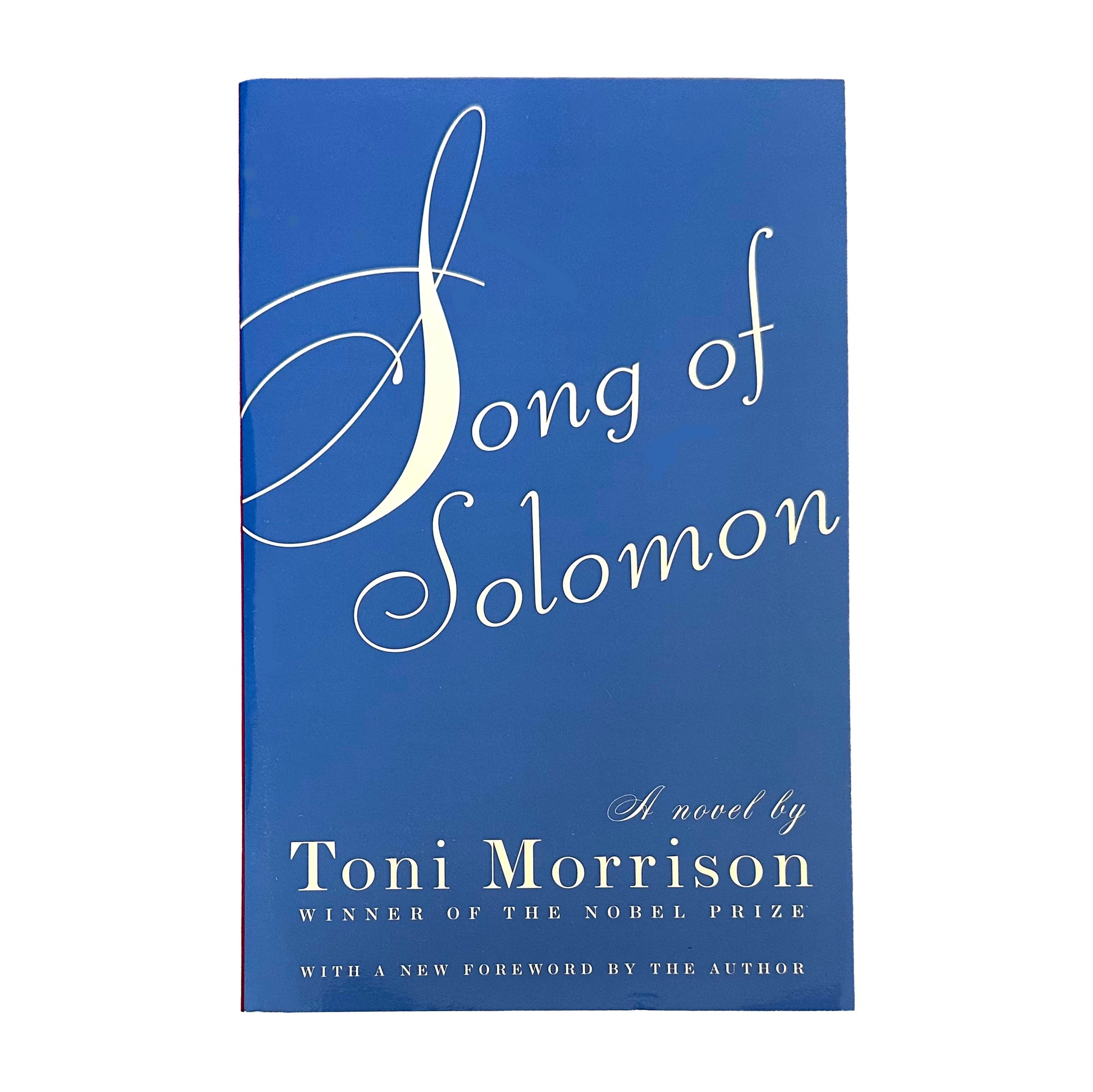 Book cover of 'Song of Solomon' by Toni Morrison with a blue background and white text.