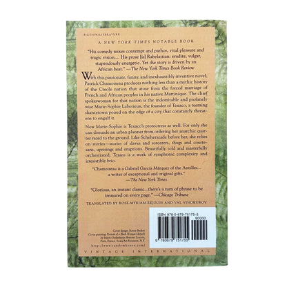 Back cover of Texaco with text and a barcode on a green background