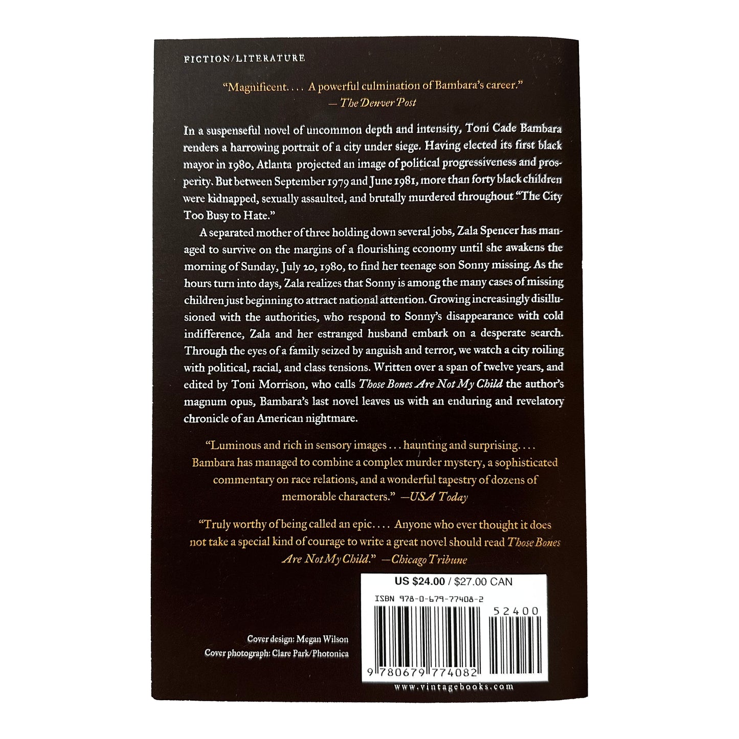 Back cover of Those Bones Are Not My Child with text and a barcode on a white background