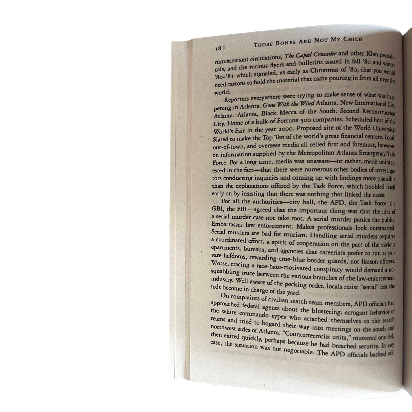 Open copy of Those Bones Are Not My Child with text on a white background