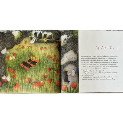 Illustrated copy of Who Will Make the Snow? open to a page with a colorful scene and text.