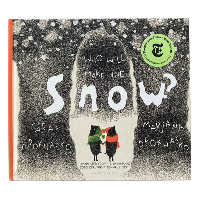 Book cover of 'Who Will Make the Snow?' with black and white illustrations and a green New York Times logo.