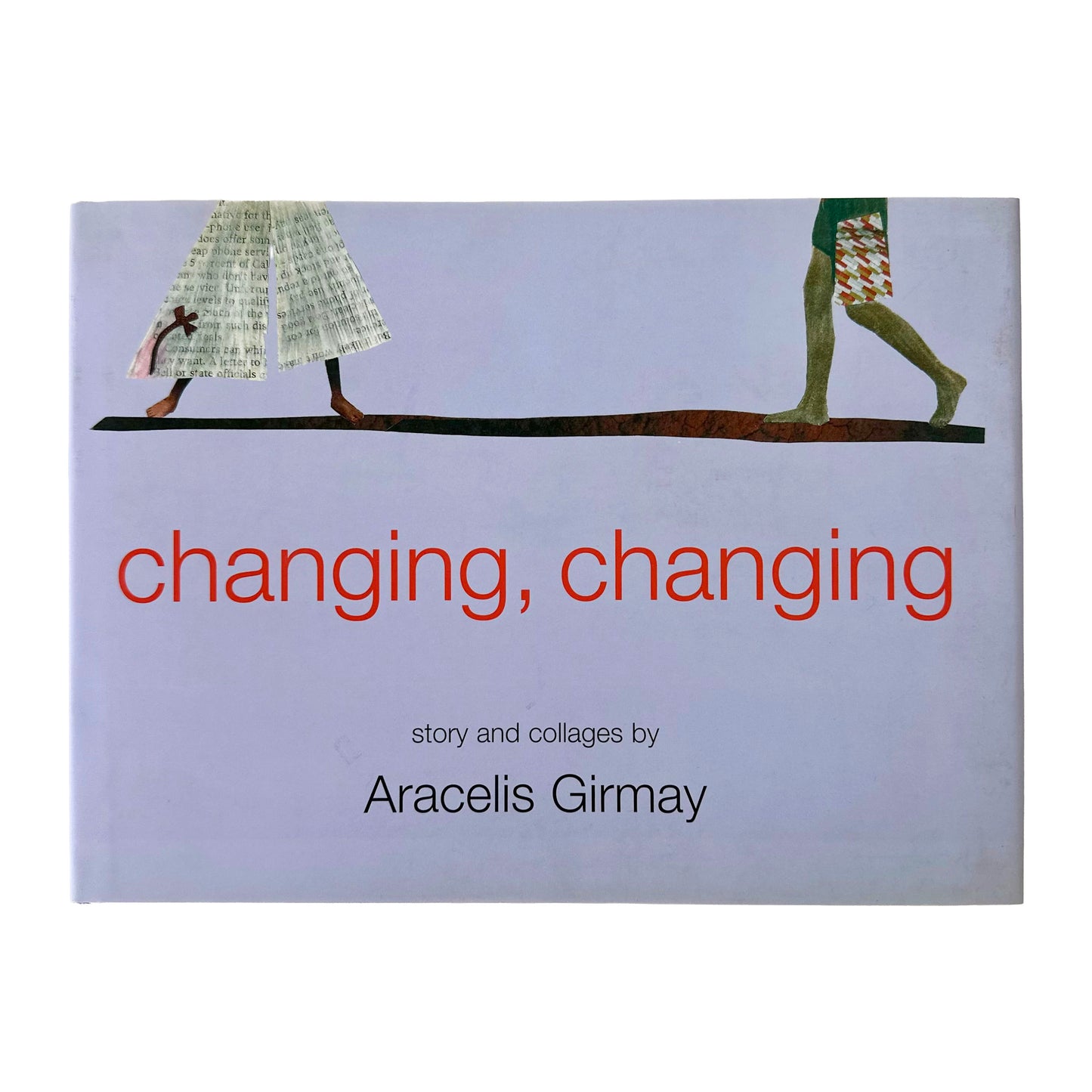 Book cover of 'Changing, Changing' by Aracelis Girmay with illustrations of two people walking on a bridge.
